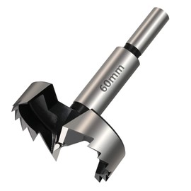 Vearter 60mm Forstner Drill Bit, High Carbon Steel Multi-Tooth Woodworking Tools with Round Shank, Hinge Boring Hole Cutter for Solid Wood, MDF, Plastic, Particleboard, Plywood