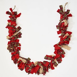 Worth Imports 71" Christmas Plaid Rag Tie Garland, Multicolor