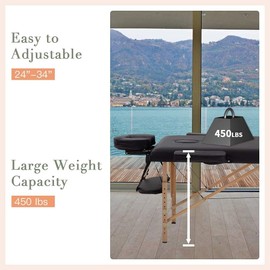 BestMassage Massage Bed Portable Massage Table 24 inche Wide Lash Bed Heigh Adjustable 2 Folding Spa Table with Non-Woven Bag for Spa Footmassage Facial CareSpa Tattoo