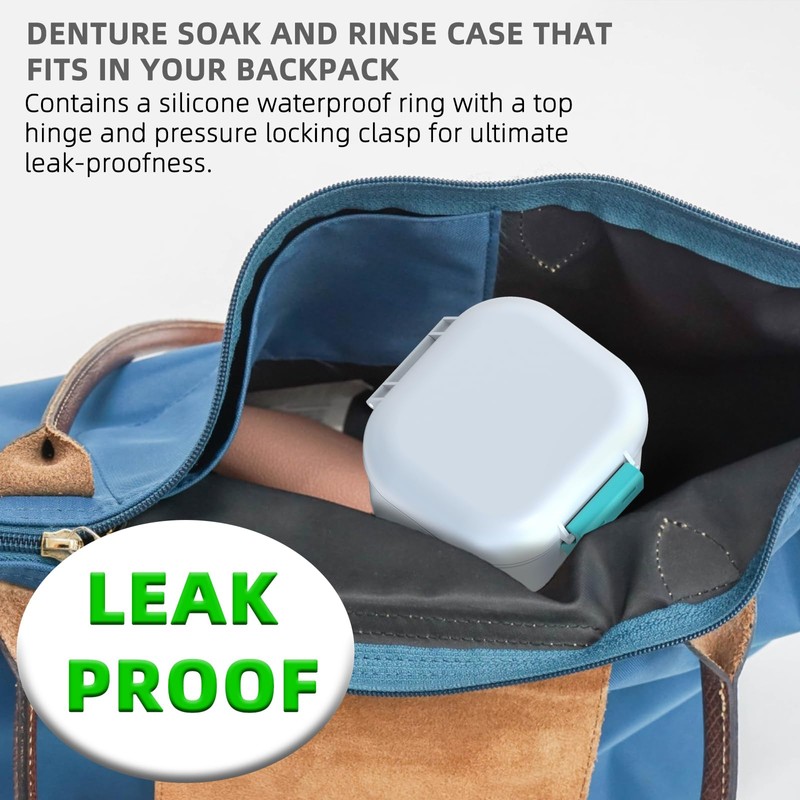 ARGOMAX Leak Proof Denture Bath Cup, Portable Soaking Denture Box,