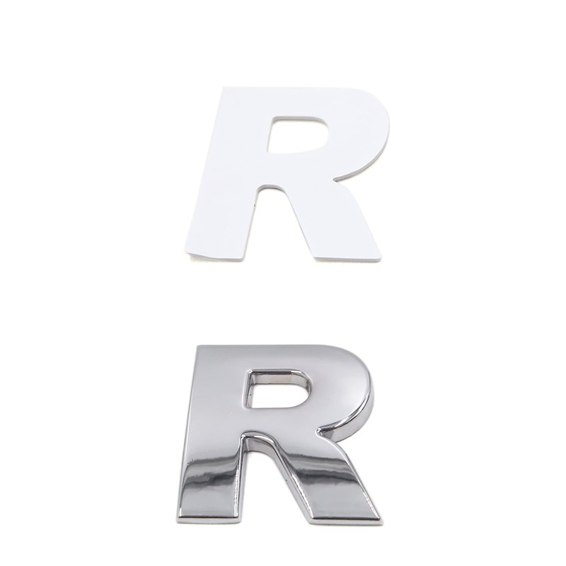 sourcing map Silver Metal R Letter Alphabet Sticker Emblem Badge