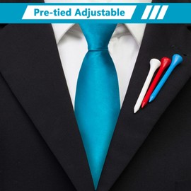 Mantieqingway Zipper Ties for Men Solid Color Pre-tied Adjustable Mens Ties Satin Necktie for Wedding Party Business School (Blue)