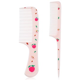 Baby Comb Set, Small Cute Fine Tooth Toddler Comb & Rat Tail Baby Comb for Styling, Pink Baby Hair Comb Plastic Parting Combs, Anti-Static Mini Hairdressing Comb for Baby Girl Wet Dry Hair (2Pcs)