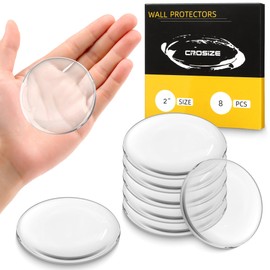 Crosize 8 Pieces 2" Door Stoppers for Wall, No-Falling Door Knob Wall Protectors, Strong Adhesive Door Bumpers, Clear