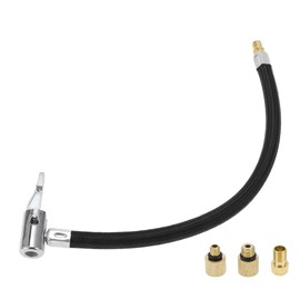 A ABSOPRO Reifenfüller-Verlängerungsrohr Langlebiges 29cm M8x0.8 15,5mm OD Luftkompressor-Verlängerungsschlauchadapter Reifenventil mit Gewindeadapter Nylon Schwarz 1 Set