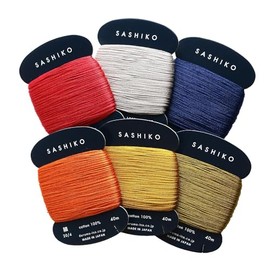 Nippon Chuko DRM2400-6SET-B Yokota Daruma Sashiko Thread (Thin) Card Roll 16.8 ft (40 m) x 6 Color Set, Chic Color