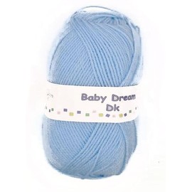 WoolCraft Baby Dream DK Knitting & Crochet Yarn, Beautifully Soft Baby Yarn Available in 9 Pastel Shades, 100% Acrylic, 300 Metres, 100g Balls, Pack of 5, Baby Blue