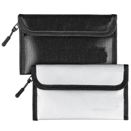 2 Pack Fireproof Bag, 8 x 5'' Fireproof Money Bag, Small Fireproof & Waterproof Document Bag, Fireproof Envelope with Zipper, Waterproof Cash Pouch for Valuables/Jewelry/Cash/Passport/Invoices