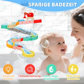 JoiTale Bath Toy from 3 4 5 6 Years, DIY Marble Run Bath Toy 37 Pieces, Water Toy Children, Bath Toy with Suction Cups - Creative Bath Fun Gift Boys Girls