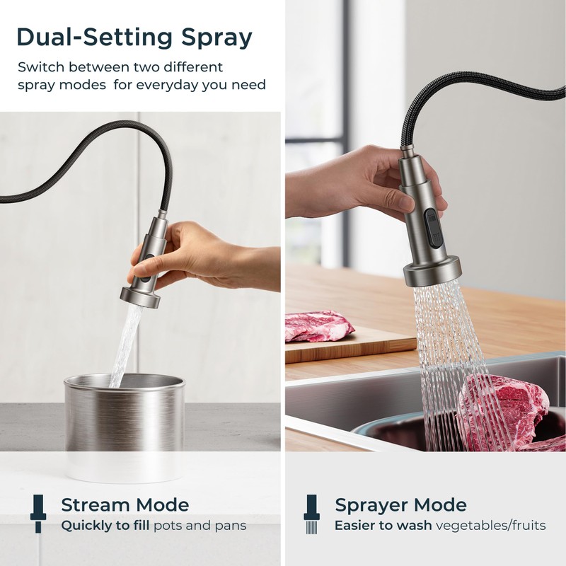 FORIOUS Touchless Kitchen Faucet with Soap Dispenser, Motion Sensor Activated