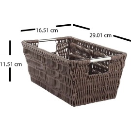 Whit Canasta Pequeña Organizador Tipo Mimbre Plástico Café