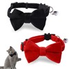 2 Pcs Velvet Bowtie Cat Collar with Bell Adjustable Breakaway