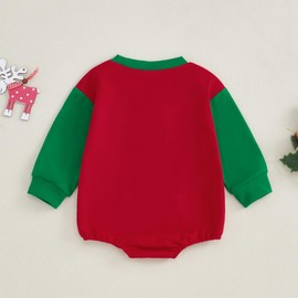 Infant Baby Boys Girls Christmas Outfit Newborn Long Sleeve Romper Bodysuit Sweatshirt One-piece Clothes Set (Merry Christmas-Red and Green, 0-3 Months)