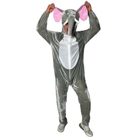 Foxxeo Grey Elephant Costume for Adults, Size: L
