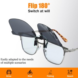 ZukZythepsor Polarised Clip-On Sunglasses UV400 - Anti-Glare, Laser Edge Design, Scratch Resistant & Shockproof, Unisex for Sports and Everyday Use, black