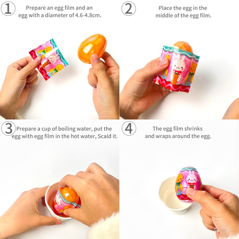 QLINLEAF 50Pcs Easter Egg Wrapper Eggs Film Shrink Wraps for