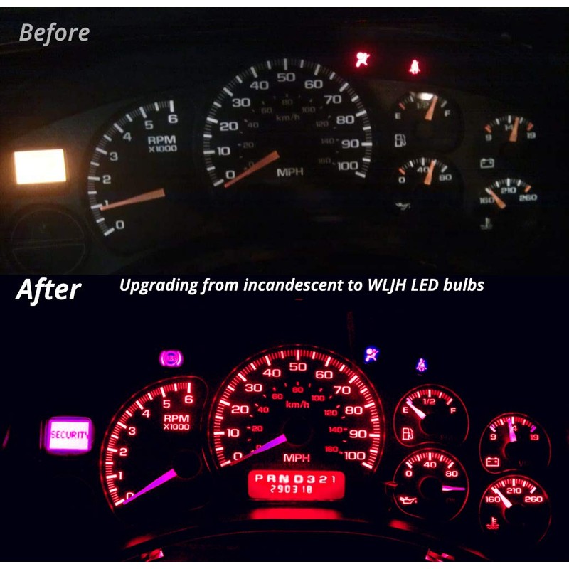 WLJH Red Dash Instrument Speedometer Cluster Gauge Led Light Kit