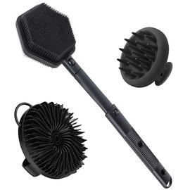 Cepillo de ducha extensible con mango largo，cepillo de silicona