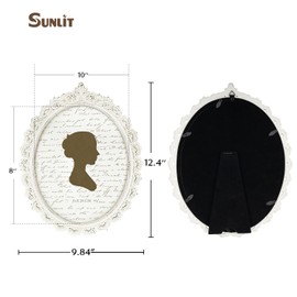 Sunlit Vintage Picture Frame 8x10 Inch, Oval Antique Photo Frames with Glass Front, Luxury Photo Display, Tabletop Wall Hanging, Gift Ideas, White