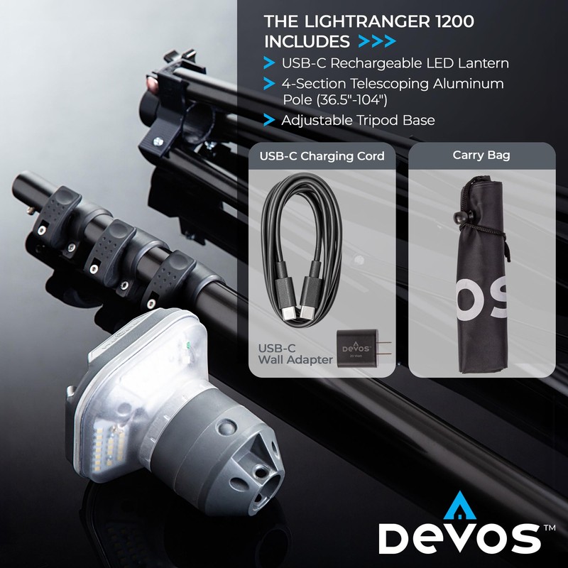 Devos Outdoor LightRanger 1200 - High-Performance LED Tripod Lantern with