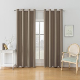 YSTELLAA Curtains Set of 2, 140 x 180 cm, Blackout Curtains with Eyelets, Thermal Curtain, Cold Protection, Opaque, Sound Insulation Curtain Bedroom, Outdoor Curtain, Curry Light