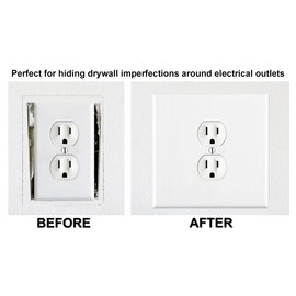 OVERSIZED JUMBO Metal Outlet Cover, 2 Gang Electrical Outlet Cover Plate (for 1 Centered Device), Wall Plate Cover for Duplex Outlets, Steel Painted White - UL Listed, 5.5" x 5.5" - Made in USA