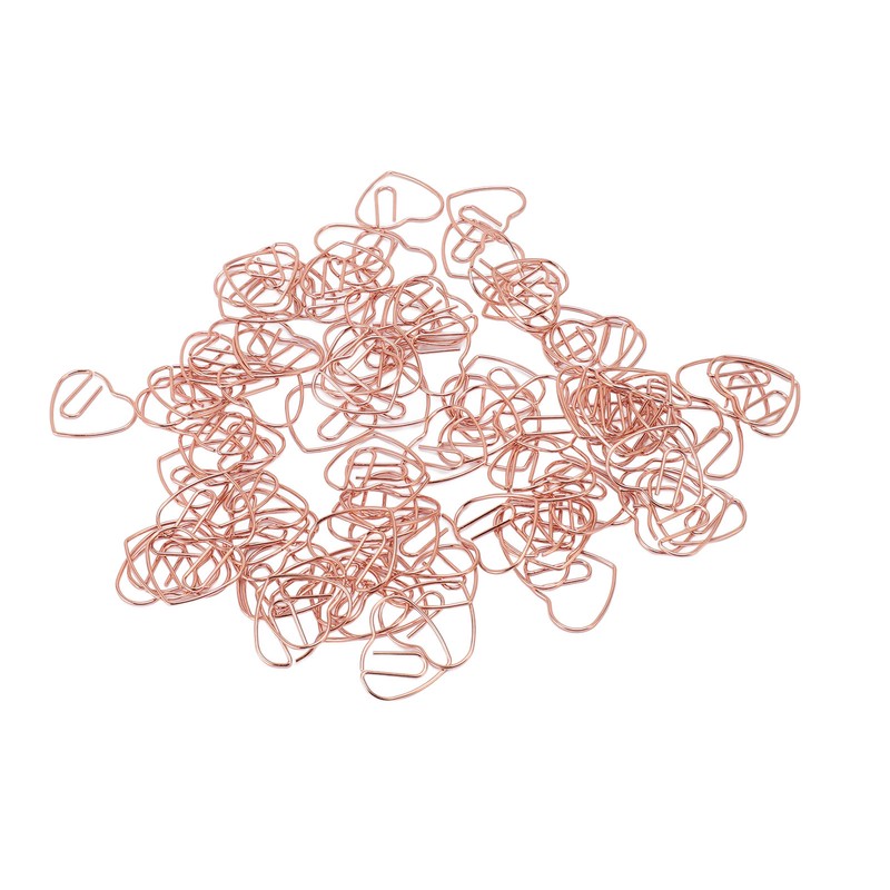 100Pcs Heart Shaped Paper Clips Iron Decorative Paperclips Set with