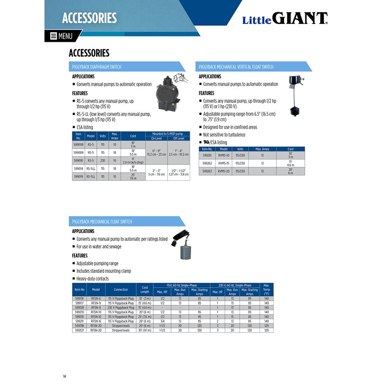 Little Giant RFSN-9 230-Volt, Maximum 13-Amp - 1 HP, Pump