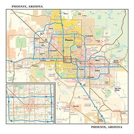 Globe Turner Phoenix, Arizona Wall Map, Small - 11.25" x 10.75" Laminated