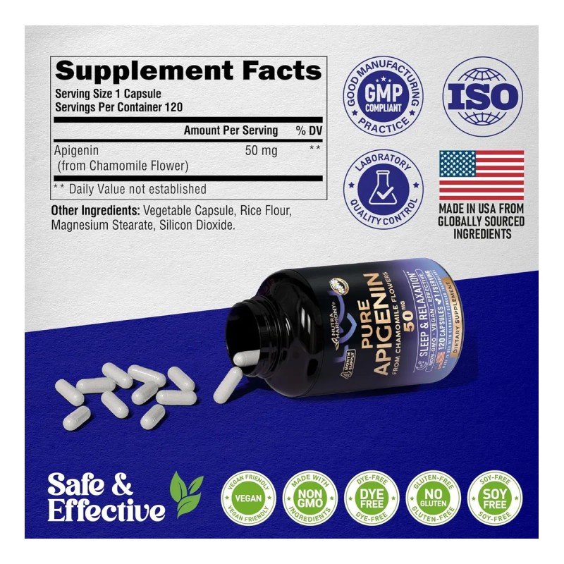 Nutra Harmony Apigenina 120 Cápsulas 50g Americano