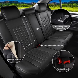 RAWAKORW Car Seat Covers Fit for Kia Forte 2010-2024 2025 Full Set Faux Leather Seat Cover Protector with 3D Flank (5 Seats, Black)