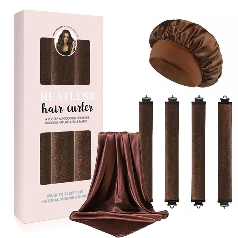 Yakite Tubos para Cabello Sin Calor,4Pcs Heatless Curls con Gorro