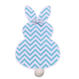 Happy Easter Garden Flag - Bunny Rabbit Shape with Tail & Bow - Double Sided Canvas Yard Flag - Outside Seasonal & Spring Decoration - Blue & White Color Design by Jolly Jon