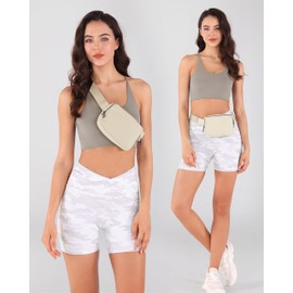 ODODOS Unisex Mini Belt Bag with Adjustable Strap Small Fanny Pack for Workout Running Traveling Hiking, Ivory