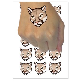 Cougar Head Mountain Lion Temporary Tattoo Water Resistant Fake Body Art Set Collection - 15 2" Tattoos (1 Sheet)