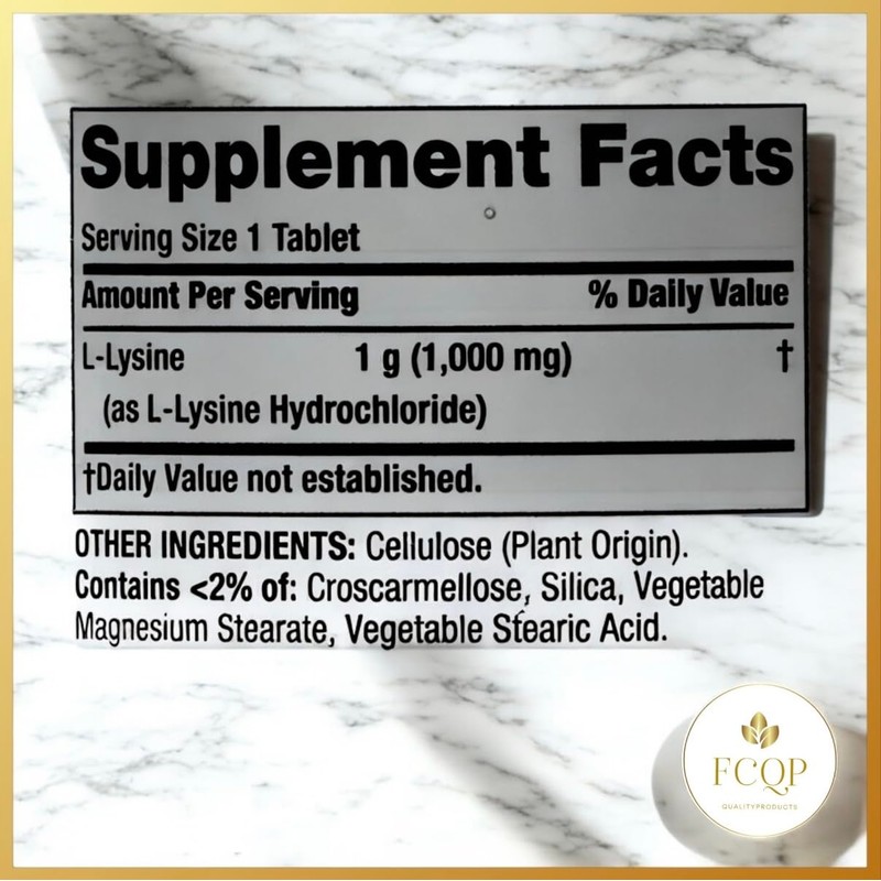 Spring Valley L-Lysine Dietary Supplement, 1000mg, 100 Tablets
