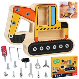 KOIROI Montessori Toy from 3 4 5 Years, Digger Toy, Montessori Wooden Screw Board, Montessori Toy, Motor Skills Toy, Motor Skills Board, Wooden Toy, Educational Toy, Gifts for Girls and Boys