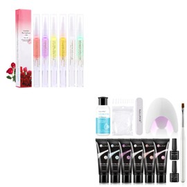 SULLMAR SULLMAR 6Pcs Nail Cuticle Oils Nutrition Pen,Nail Treatment Nourish Nail Skin+ 6 Colors Poly Nail Extension Gel Set 15ml/0.5fl.oz with Solution Nail Brush for DIY and Salon
