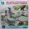 Zak Designs 16 Piece Melamine Color Changing Tumbler & Dinnerware