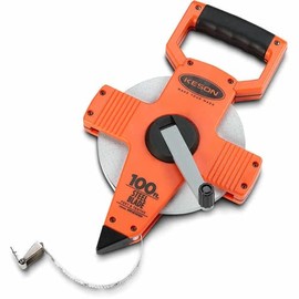 Keson NR10100H Nylon Coated Steel Blade Measuring Tape with Zero Point at Tape End and Hook End (Graduations: 1/10, 1/100), 100-Foot