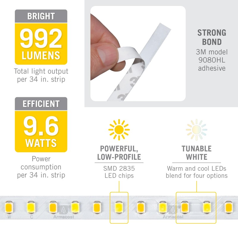 Armacost Lighting 34" White CCT Tunable Under Cabinet Lighting LED