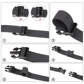 JETEDC Molle Suitcase Belt, Prevents Loads from Collapsing Belts, 10 Set, 1.0 inches (25 mm) x 32.8 ft (10 m), One-Touch Lock Plastic Locks, Pack of 10, Load Tightening Belt, Work Belt, Adjustable, Black