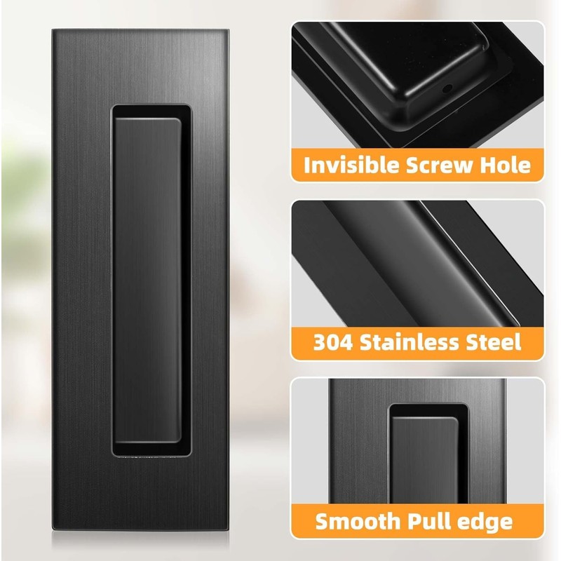 Lipshome Pocket Door Hardware - Pocket Door Pull, Recessed Flush