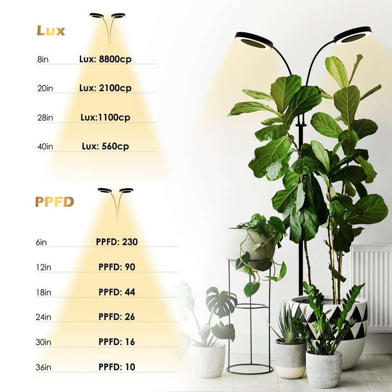GLOWRIUM Grow Light with Stand,2-Head LED Plant Light for Indoor
