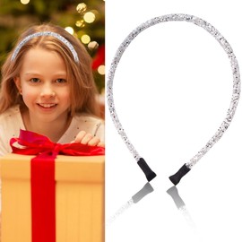 SARATA Christmas Headbands for Girls White Sequins Hair Accessories Christmas Headband Glitter Hair Hoop Headdress for Party Birthday New Year Supplies 1PCS