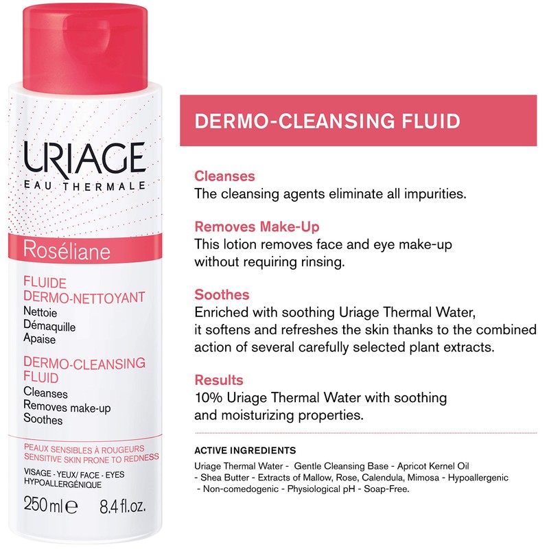 URIAGE Roseliane Anti-Redness Dermo-Cleansing Fluid 8.4 fl.oz. | Cleansing Lotion