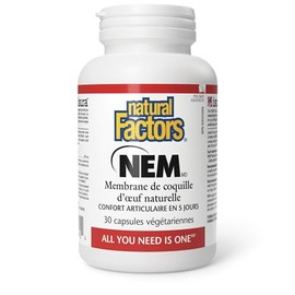 Natural Factors Natural Factors NEM Natural Eggshell Membrane 500mg, 30 capsules, Joint Comfort in 5 days, All You Need Is One