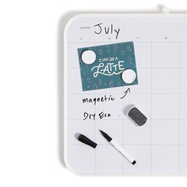 U Brands Modern Bevel Dry Erase Calendar Value Pack, Office Supplies, Includes Markers, Magnets, Eraser, 16” x 20”