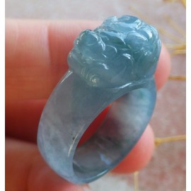 Certified Icy Green A JADE Jadeite Dragon Pi Xiu RING USA. 8 戒指 690179 AS