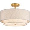 CALOKES 16" Double Drum Gold 3-Light Semi Flush Mount Ceiling